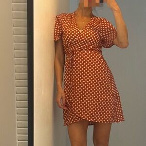 Missguided Red Polka Dot Midi Dress 
Dark blood orange / red and white polka dot